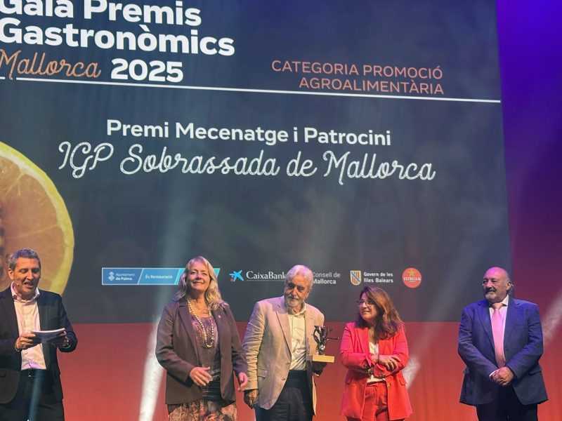La IGP Sobrassada de Mallorca reconocida con el premio «Mecenatge i Patrocini» en los Premis Gastronòmics Mallorca 2025